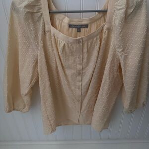 Daniel Rainn Yellow Ruched 3/4 Sleeve Blouse